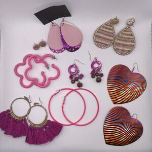 PINK EARRING Lot FUN Funky Barbie Core VTG To New Dopamine Core Colorful Flirty